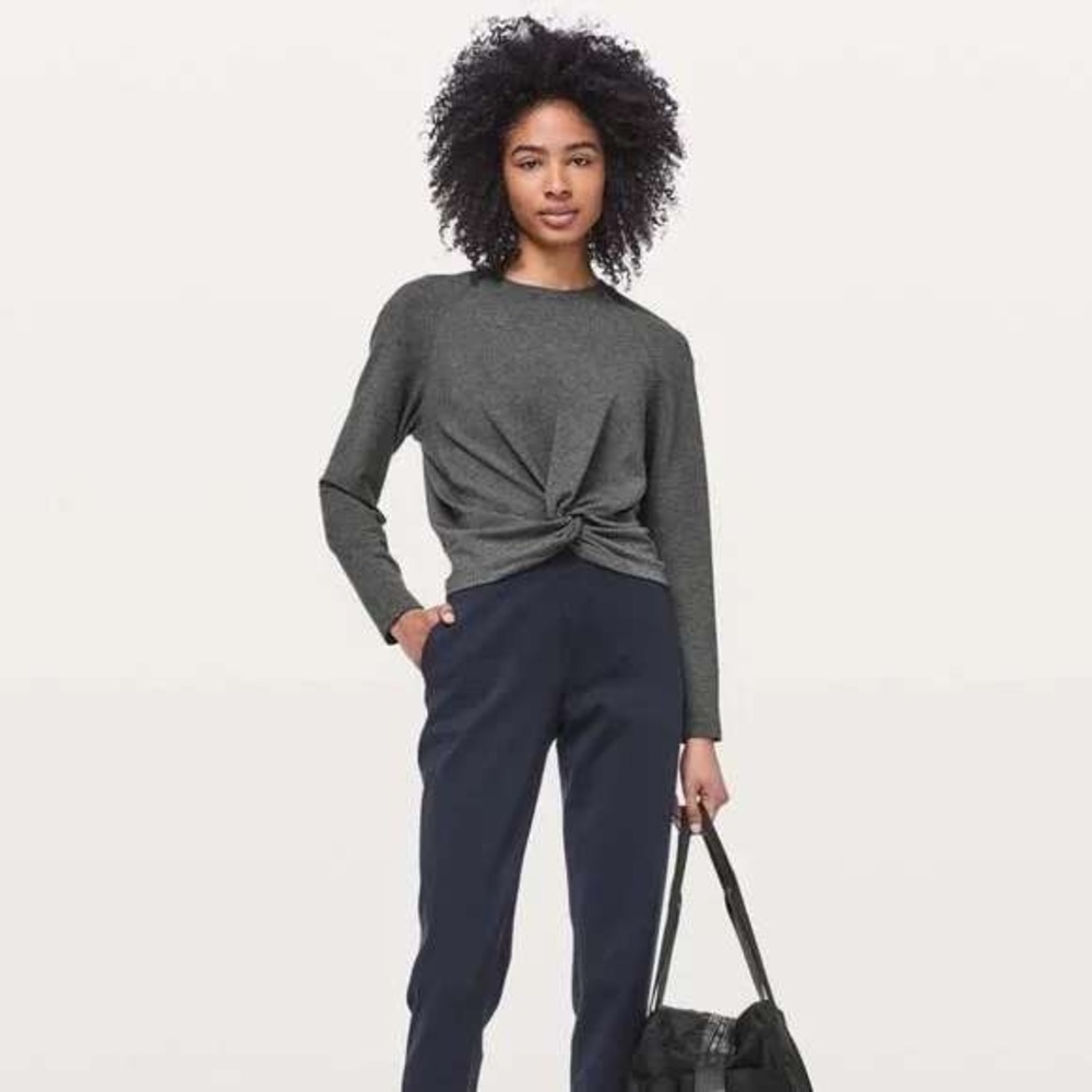 Lululemon Tuck & Gather Pullover Sweater Heathered Mod Black Charcoal Grey 6